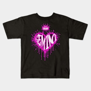 Gemini Airbrush Graffiti Heart Zodiac Sign Birthday Astrology Kids T-Shirt